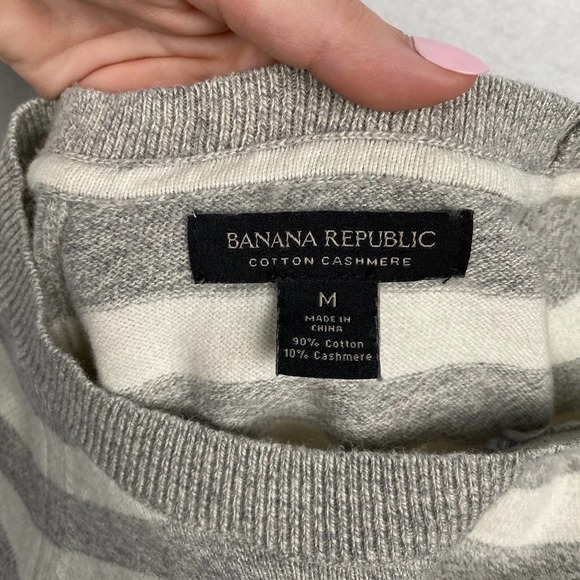 Banana Republic‎ Men's Size M Long Sleeve Stripped Crewneck Pullover Sweater - Picture 6 of 6
